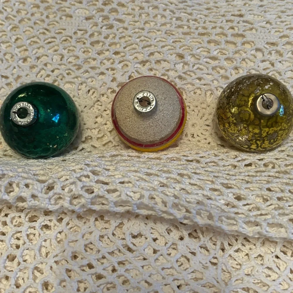 Shiny Brite Vintage Christmas Ornaments Set Mercury Glass Gold Green White Red